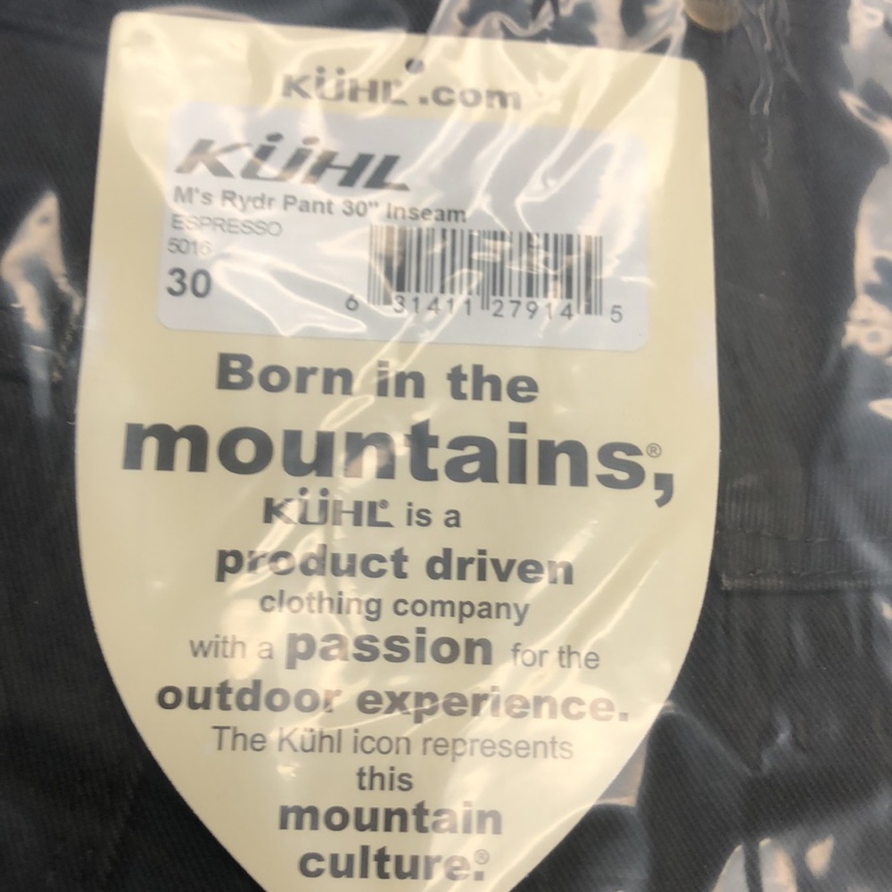 Kuhl Men's Full Fit Rydr Pants - Espresso New With Tags - Picture 3 of 7